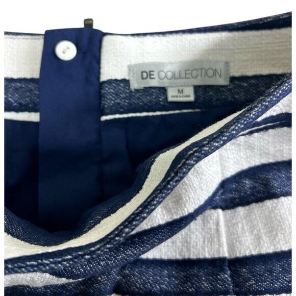 DE COLLECTION Striped Blue White Pencil Skirt Sz Medium Nautical Scalloped Hem - Picture 3 of 7